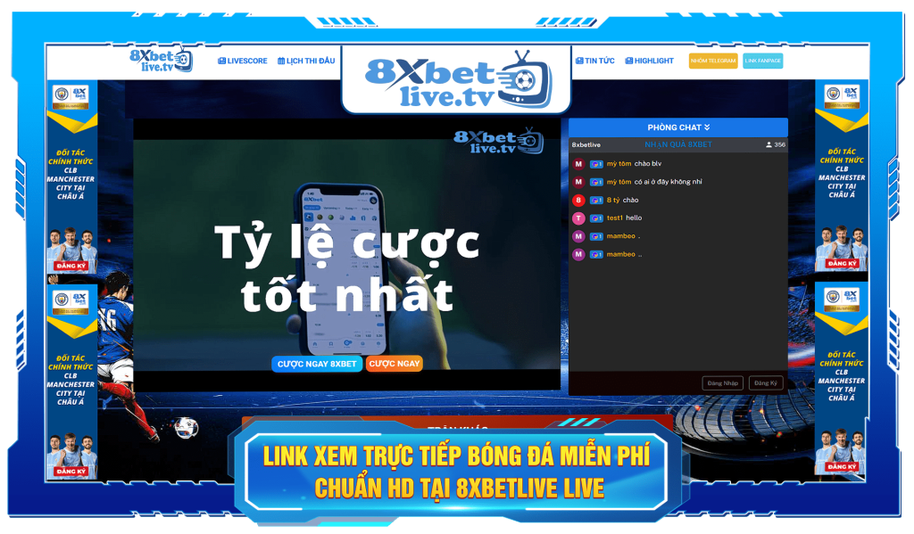 Link xem trực tiếp bóng đá miễn phí chuẩn HD tại 8xbetlive Live